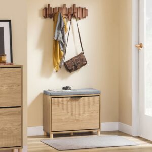 wohnli-moebel-suche-M26005914-1 Schuhbank mit einer tür holzfarbe 60x24x50cm modern 60x50x24cm Spanplatte Braun SoBuy Möbel Flurmöbel Schuhschränke