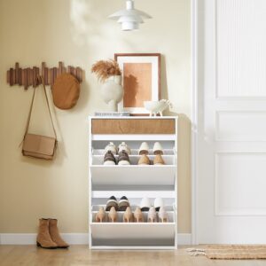 Schuhschrank mit 2 türen weiß 61x26x91cm funktional 61x91x26cm Spanplatte Weiß SoBuy Möbel Flurmöbel Schuhschränke