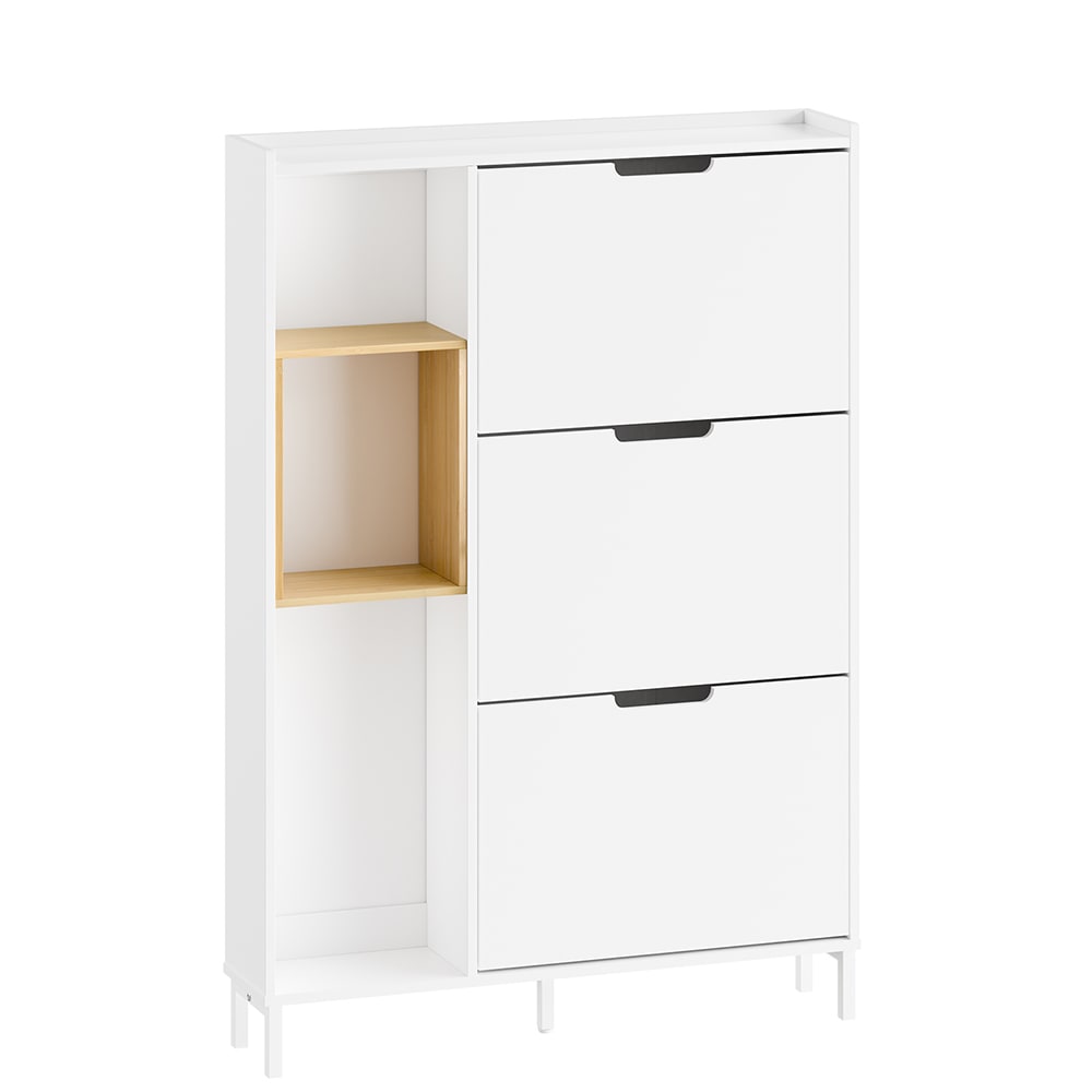 wohnli-moebel-suche-M26005922 Wohnli Möbelsuche - Schuhschrank mit 3 türen weiß 90x19x129.5cm modern