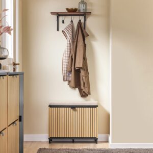 Schuhbank mit einer tür holzfarbe 60x24x50cm nordisch 60x50x24cm Spanplatte Braun SoBuy Möbel Flurmöbel Schuhschränke