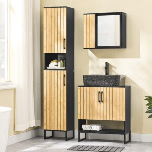 Waschbeckenunterschrank mit zwei türen schwarz 60x30x70.5cm modern 60x70x30cm Spanplatte Schwarz SoBuy Möbel Badezimmermöbel Badezimmerschränke
