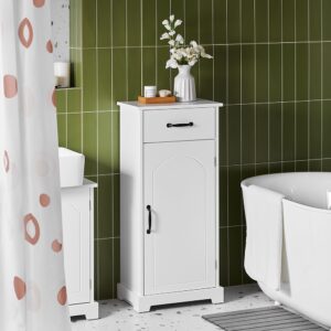 Badunterschrank mit einer schublade weiß 42x30x93cm minimalistisch 42x93x30cm Spanplatte Weiß SoBuy Möbel Badezimmermöbel Badezimmerschränke
