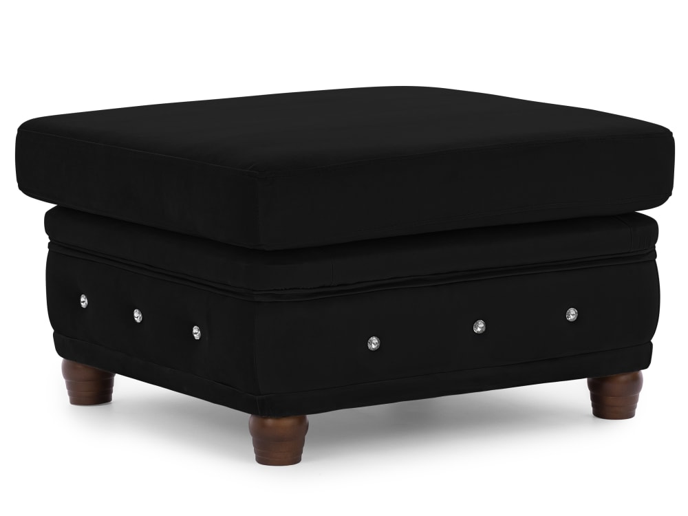 wohnli-moebel-suche-M26005987 Wohnli Möbelsuche - Chesterfield Fußhocker aus Schwarz Samt mit Kristallsteppung