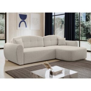 wohnli-moebel-suche-M26006065-1 Ecksofa mit Schlaffunktion und Bettkasten aus Stoff in Beige 282 cm 170x91x282cm Stoff Beige Ax Living Sofas und Sessel Sofas Ecksofas