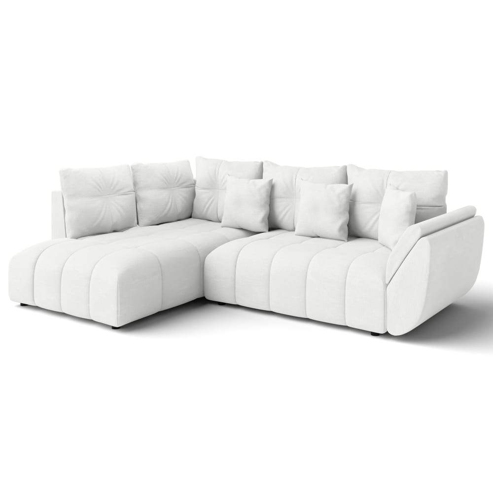 wohnli-moebel-suche-M26006067 Wohnli Möbelsuche - Ecksofa mit Schlaffunktion und Bettkasten aus Stoff in Weiß 268 cm