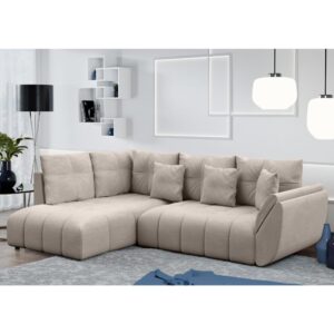 wohnli-moebel-suche-M26006073-1 Ecksofa mit Schlaffunktion und Bettkasten aus Stoff in Sandbeige 268 192x96x268cm Stoff Beige Ax Living Sofas und Sessel Sofas Ecksofas