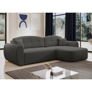wohnli-moebel-suche-M26006079-1 Ecksofa mit Schlaffunktion und Bettkasten aus Stoff in Grau 282 cm 170x91x282cm Stoff Grau Ax Living Sofas und Sessel Sofas Ecksofas