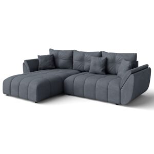 wohnli-moebel-suche-M26006097 Wohnli Möbelsuche - Ecksofa mit Schlaffunktion und Bettkasten aus Stoff in Grau 280 cm