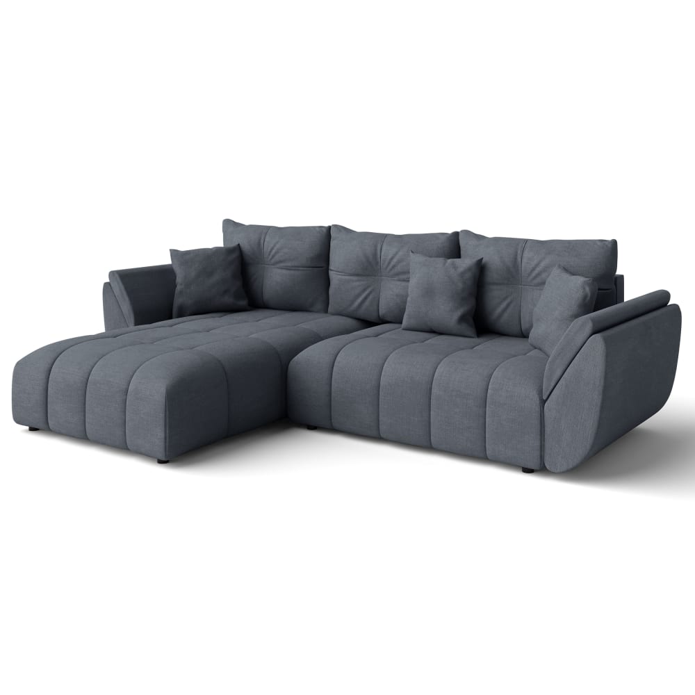 wohnli-moebel-suche-M26006097 Wohnli Möbelsuche - Ecksofa mit Schlaffunktion und Bettkasten aus Stoff in Grau 280 cm