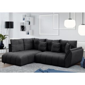 wohnli-moebel-suche-M26006101-1 Ecksofa mit Schlaffunktion und Bettkasten aus Stoff in Dunkelgrau 268 192x96x268cm Stoff Grau Ax Living Sofas und Sessel Sofas Ecksofas