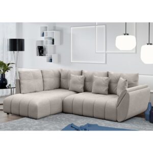 wohnli-moebel-suche-M26006104-1 Ecksofa mit Schlaffunktion und Bettkasten aus Stoff in Beige 268 cm 192x96x268cm Stoff Beige Ax Living Sofas und Sessel Sofas Ecksofas