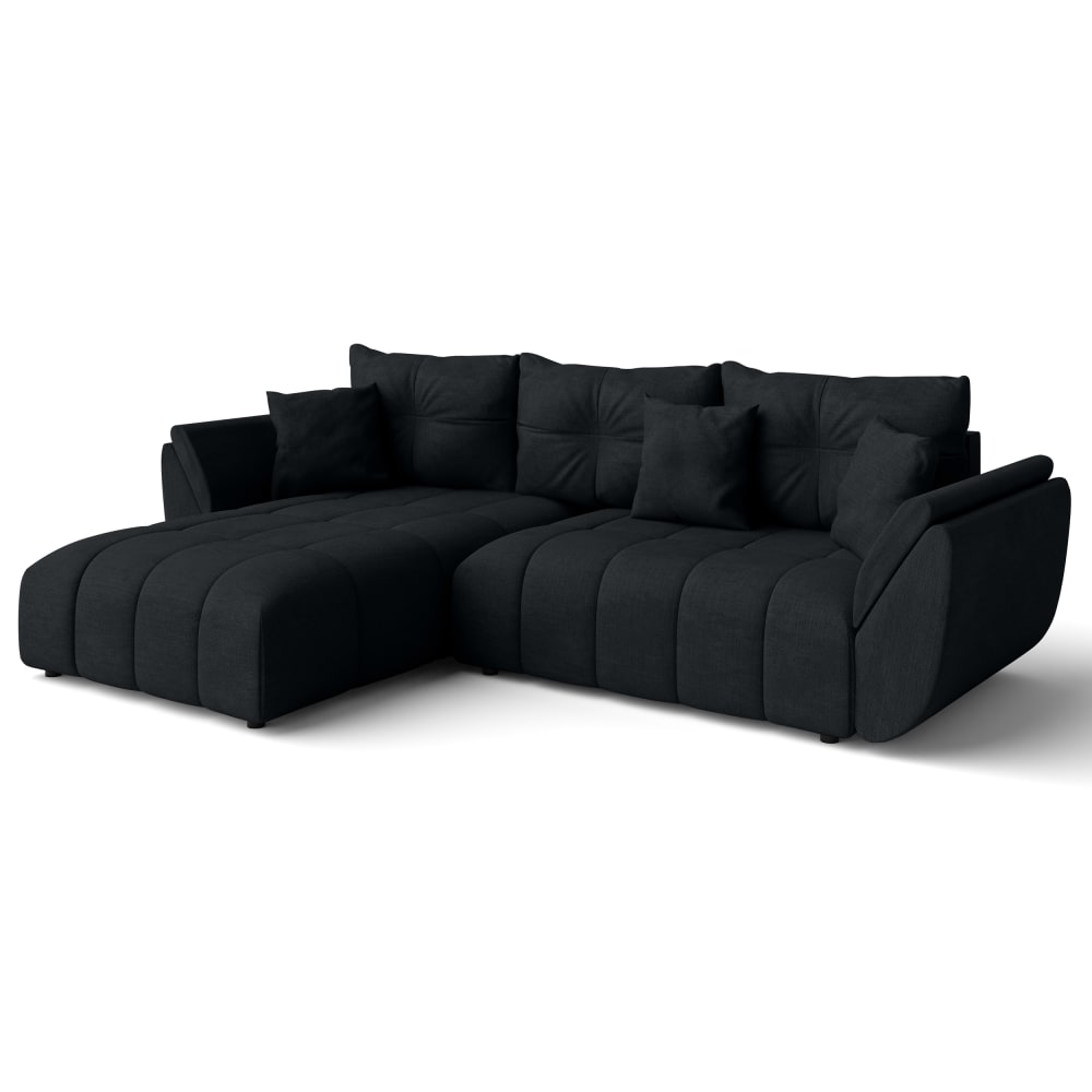 wohnli-moebel-suche-M26006111 Wohnli Möbelsuche - Ecksofa mit Schlaffunktion und Bettkasten aus Stoff in Schwarz 280 cm