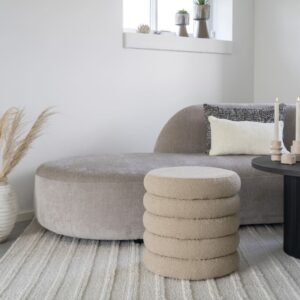 wohnli-moebel-suche-M26006793-1 Ottomane mit Stauraum aus beigefarbenem Schlingenstoff ø44 cm 44x44x44cm Stoff Beige Moloo Sofas und Sessel Sessel, Poufs und Fußbänke Sitzsäcke