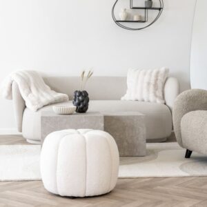 Ecru Pouf ø48 cm 48x38x48cm Stoff Weiß Moloo Sofas und Sessel Sessel, Poufs und Fußbänke Sitzsäcke