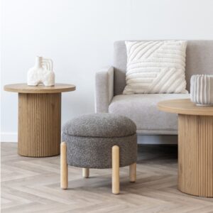 wohnli-moebel-suche-M26006798-1 Pouf mit Stauraum aus braunem Bouclé-Stoff und Holz ø45 cm 45x36x45cm Stoff Braun Moloo Sofas und Sessel Sessel, Poufs und Fußbänke Sitzsäcke