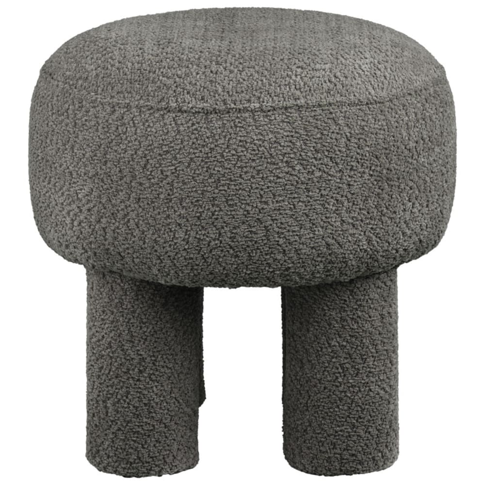 Wohnli Möbelsuche - Pouf aus anthrazitfarbenem Chenille-Stoff ø43 cm
