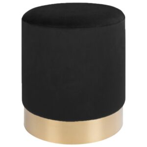 wohnli-moebel-suche-M26006811 Wohnli Möbelsuche - Schwarzer Samtpouf messingfarbener Fuß ø34 cm