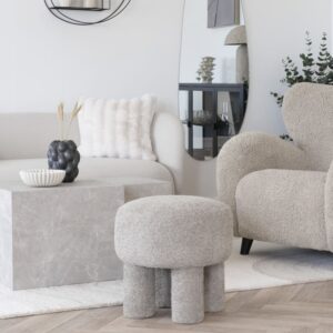 Pouf aus taupefarbenem Chenille-Stoff ø43 cm 43x43x43cm Stoff Taupe Moloo Sofas und Sessel Sessel, Poufs und Fußbänke Sitzsäcke