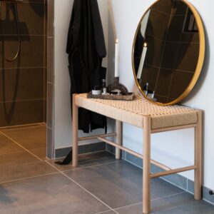 wohnli-moebel-suche-M26006834-1 Bank mit Sitzfläche aus Naturrattan und Naturholz 80 cm 80x45x35cm Naturfasern Braun Moloo Möbel Esszimmermöbel Sitzbank und Holzbank