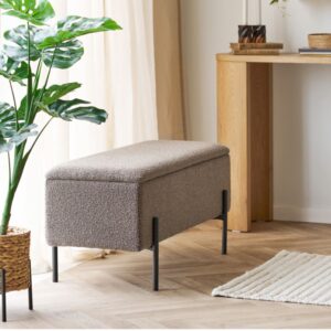 wohnli-moebel-suche-M26006851-1 Bank mit Stauraum in braunem Bouclé-Stoff 95 cm 95x43x36cm Stoff Braun Moloo Möbel Esszimmermöbel Sitzbank und Holzbank