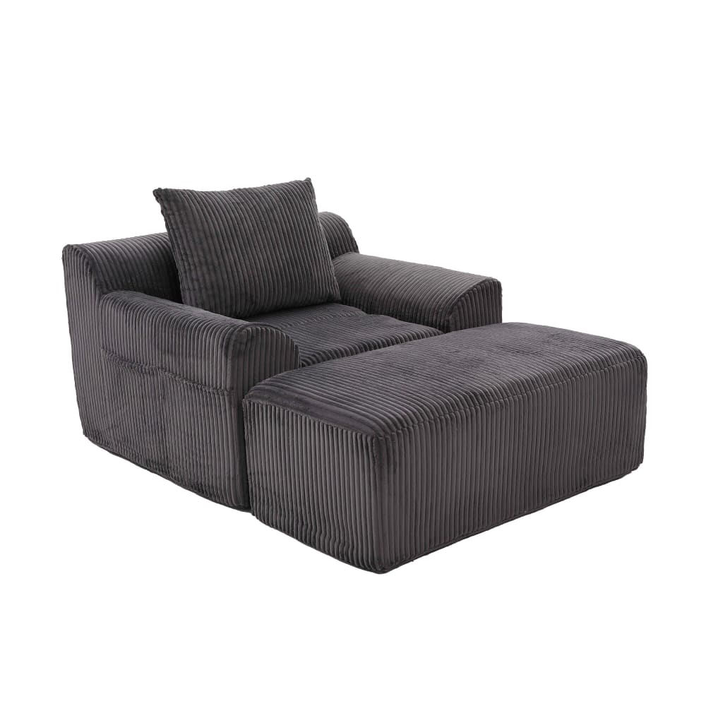 wohnli-moebel-suche-M26006872 Wohnli Möbelsuche - Bequemer Sessel mit Hocker aus Cord