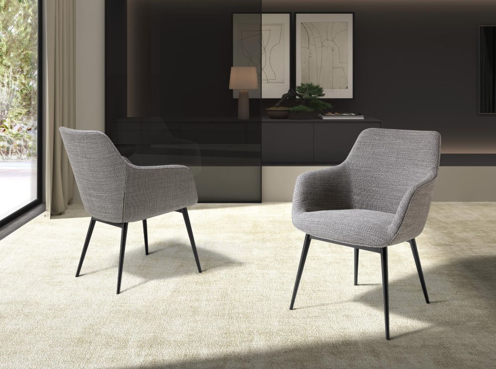 Stuhl aus grauem Stoff 68x85x65cm Stoff Grau Angel Cerda Möbel Esszimmermöbel Stühle