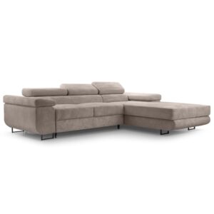 Wohnli Möbelsuche - Ecksofa mit Schlaffunktion - Rechts aus Cord in Beige - 280 cm