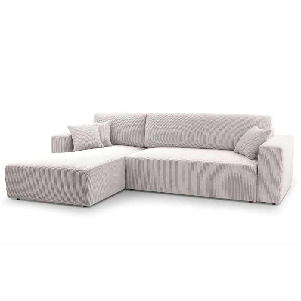 wohnli-moebel-suche-M26007144 Wohnli Möbelsuche - Ecksofa mit Schlaffunktion - Links aus Cord in Weiß - 279 cm