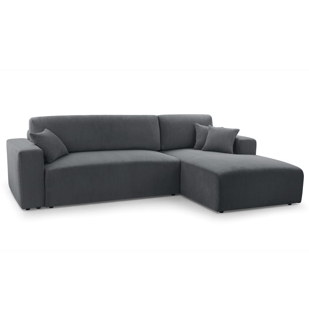 wohnli-moebel-suche-M26007145 Wohnli Möbelsuche - Ecksofa mit Schlaffunktion - Rechts aus Cord in Grau - 279 cm