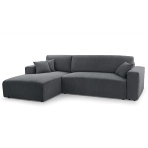 wohnli-moebel-suche-M26007146 Wohnli Möbelsuche - Ecksofa mit Schlaffunktion - Links aus Cord in Grau - 279 cm