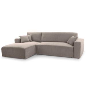 wohnli-moebel-suche-M26007149 Wohnli Möbelsuche - Ecksofa mit Schlaffunktion - Links aus Cord in Beige - 279 cm