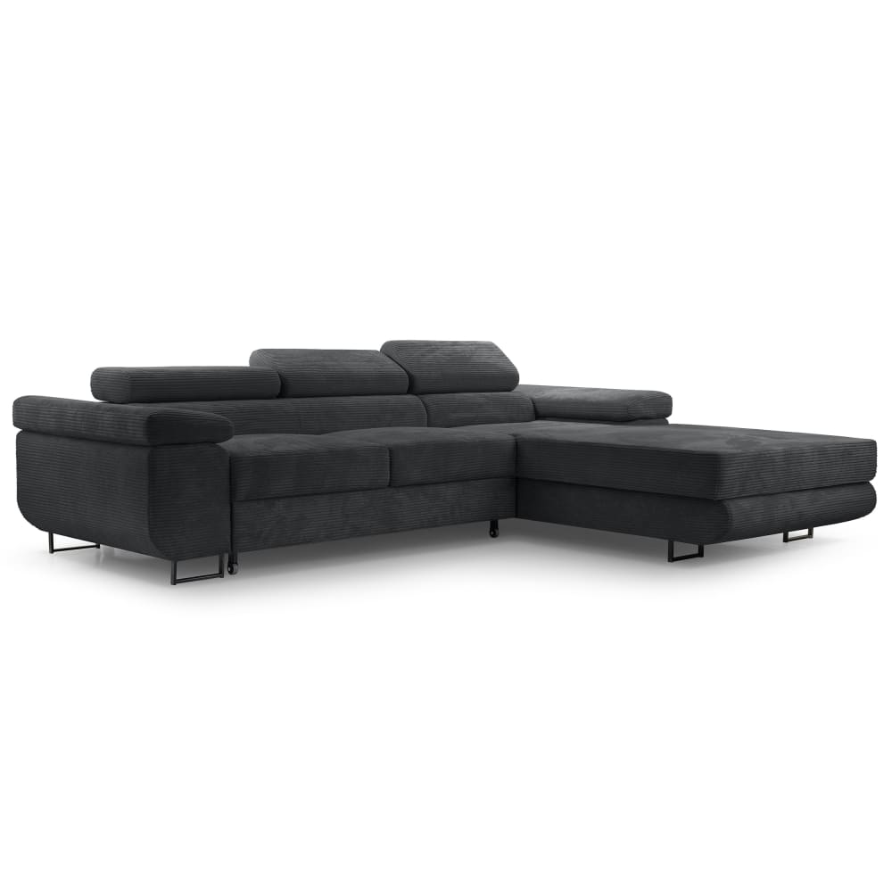 wohnli-moebel-suche-M26007155 Wohnli Möbelsuche - Ecksofa mit Schlaffunktion - Rechts aus Cord in Dunkelgrau - 280 cm