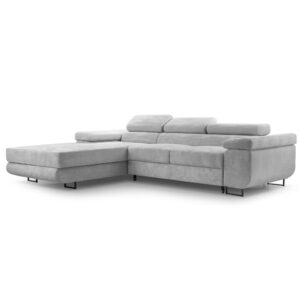 wohnli-moebel-suche-M26007156 Wohnli Möbelsuche - Ecksofa mit Schlaffunktion - Links aus Cord in Hellgrau - 280 cm
