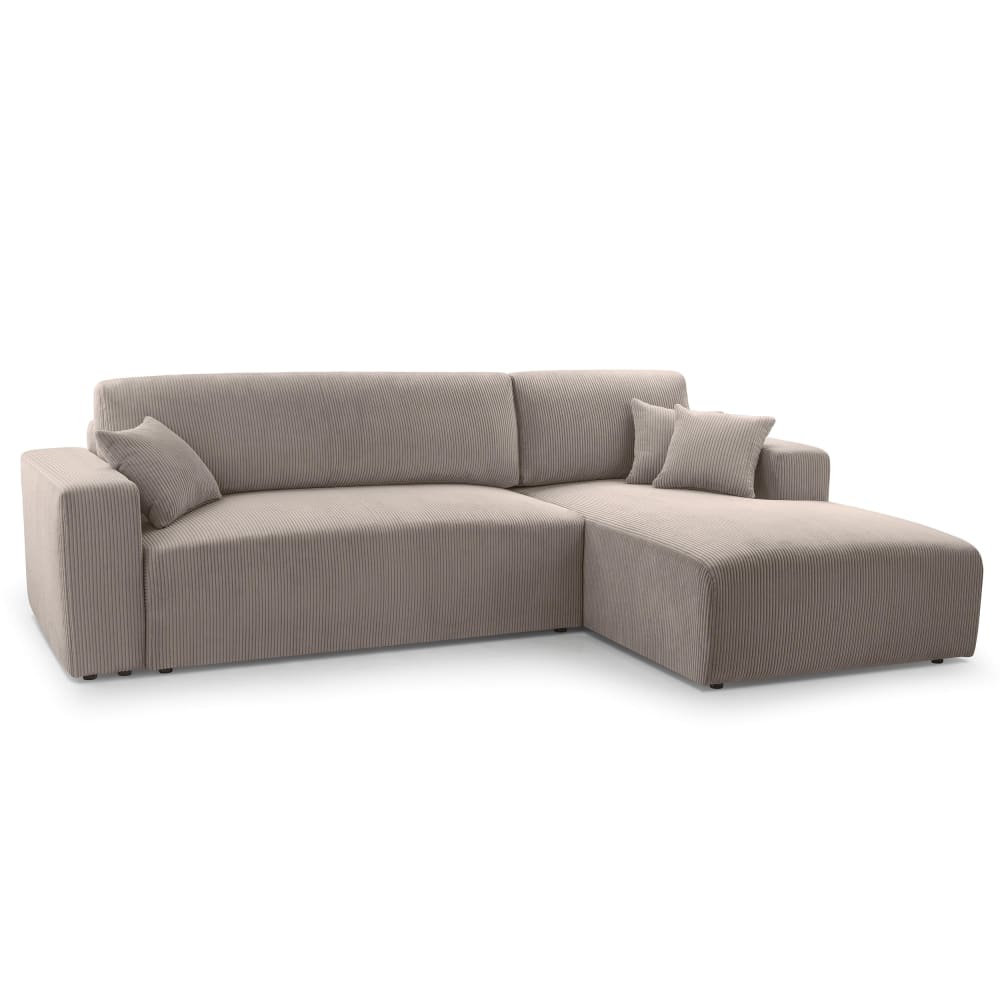 wohnli-moebel-suche-M26007158 Wohnli Möbelsuche - Ecksofa mit Schlaffunktion - Rechts aus Cord in Beige - 279 cm