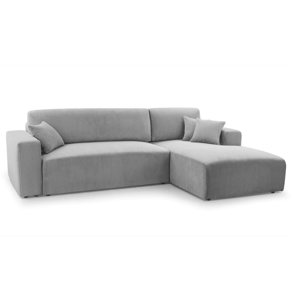 wohnli-moebel-suche-M26007160 Wohnli Möbelsuche - Ecksofa mit Schlaffunktion - Rechts aus Cord in Hellgrau - 279 cm