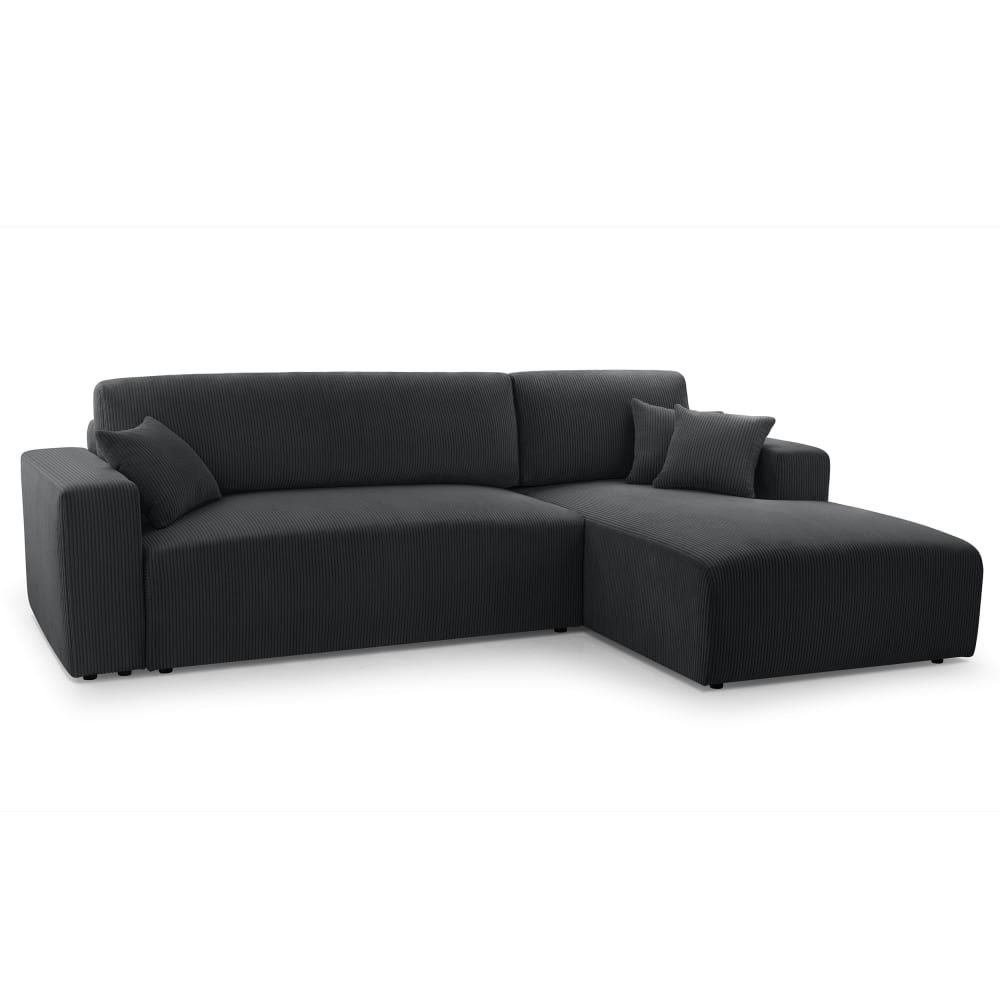 wohnli-moebel-suche-M26007161 Wohnli Möbelsuche - Ecksofa mit Schlaffunktion - Rechts aus Cord in Dunkelgrau - 279 cm