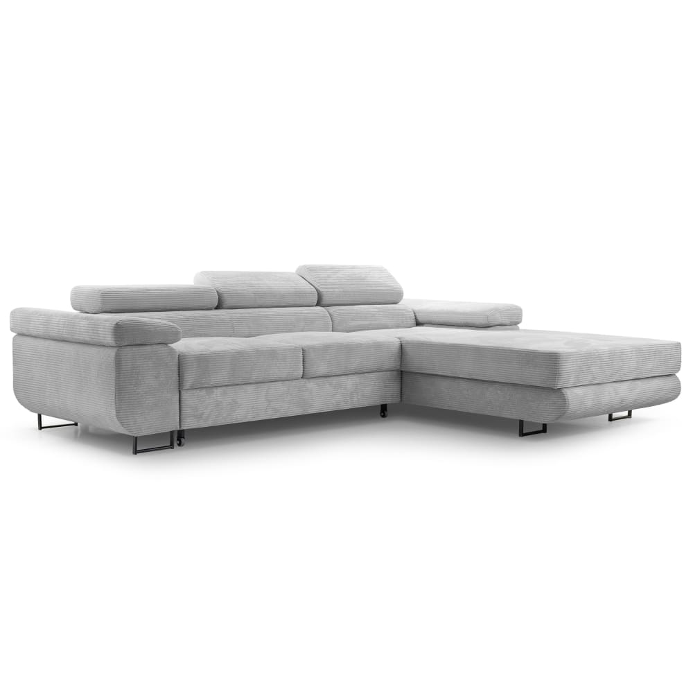 wohnli-moebel-suche-M26007166 Wohnli Möbelsuche - Ecksofa mit Schlaffunktion - Rechts aus Cord in Hellgrau - 280 cm