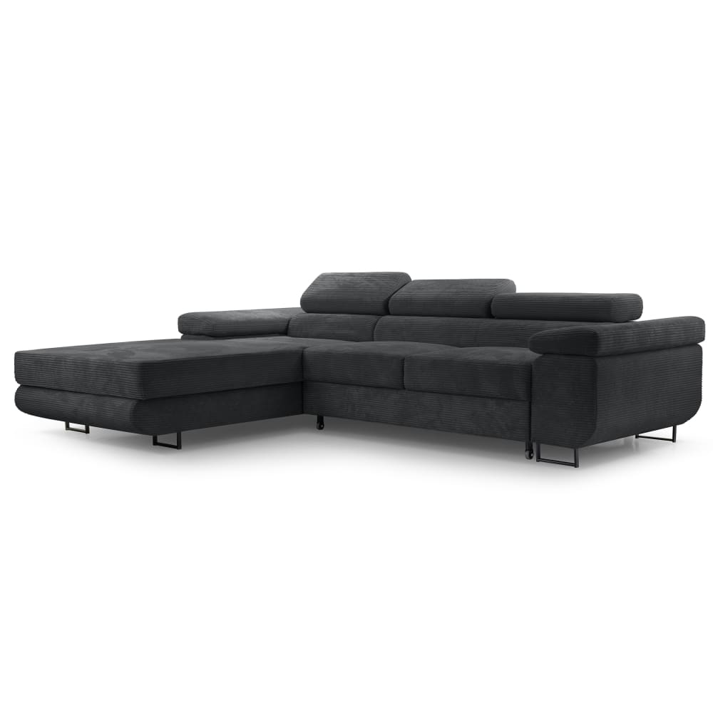 wohnli-moebel-suche-M26007167 Wohnli Möbelsuche - Ecksofa mit Schlaffunktion - Links aus Cord in Dunkelgrau - 280 cm
