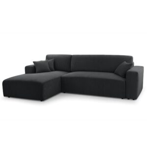 wohnli-moebel-suche-M26007171 Wohnli Möbelsuche - Ecksofa mit Schlaffunktion - Links aus Cord in Dunkelgrau - 279 cm