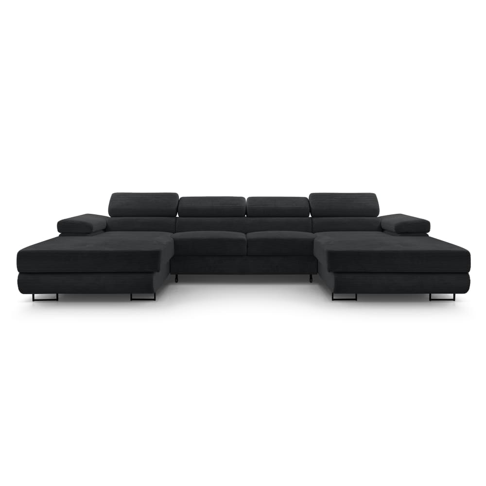 wohnli-moebel-suche-M26007172 Wohnli Möbelsuche - Wohnlandschaft mit Schlaffunktion aus Cord in Dunkelgrau - 352 cm