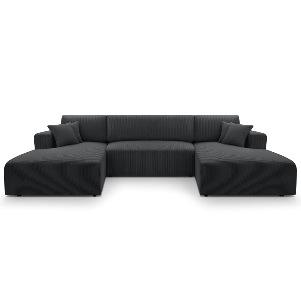 wohnli-moebel-suche-M26007176 Wohnli Möbelsuche - Wohnlandschaft mit Schlaffunktion aus Cord in Dunkelgrau - 364 cm