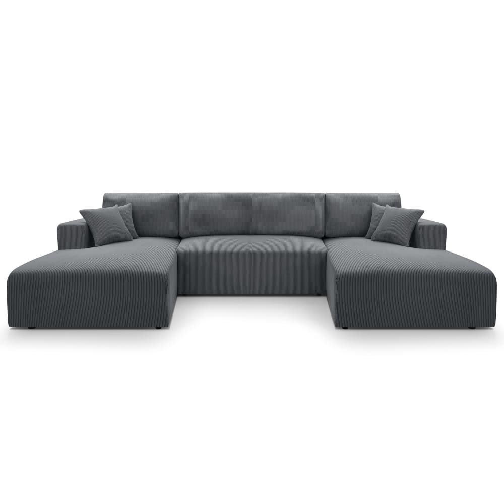 wohnli-moebel-suche-M26007180 Wohnli Möbelsuche - Wohnlandschaft mit Schlaffunktion aus Cord in Grau - 364 cm