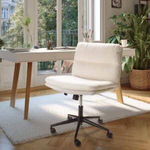 Bürostuhl mit quadratischer Rückenlehne 61x92x64cm Stoff Beige MACABANE Möbel Büromöbel Bürostühle