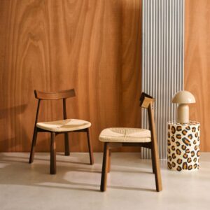 wohnli-moebel-suche-M26007832-1 2er-Set skandinavische Stühle nussbaumfarbenes Heveaholz und beige 53x79x55cm Holz Beige sweeek Möbel Esszimmermöbel Stühle
