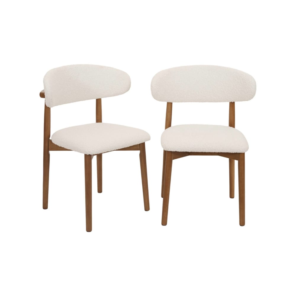 wohnli-moebel-suche-M26007842 Wohnli Möbelsuche - 2er-Set Stühle Hevea nussbaumfarben Bouclé-Bezug cremeweiß