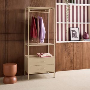 wohnli-moebel-suche-M26007846-1 Eingangsmöbel aus Metall mit Kleiderstange creme 70x180x45cm Stahl Braun sweeek Möbel Flurmöbel Schuhschränke