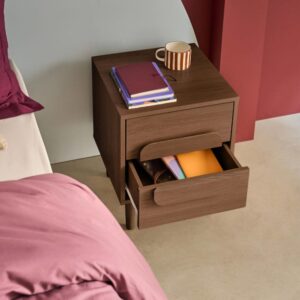 wohnli-moebel-suche-M26007943-1 Vintage-Nachttisch im Nussbaumlook mit 2 Schubladen 40x50x40cm Holz Braun sweeek Möbel Wohnzimmermöbel Beistelltische