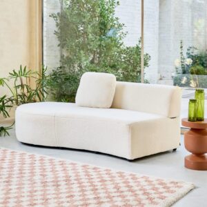2-3-Sitzer-Sofa mit Bouclé-Bezug und kleiner Recamiere links 171x68x93cm Stoff Beige sweeek Sofas und Sessel Sofas 2-Sitzer-Sofas & 3-Sitzer-Sofas