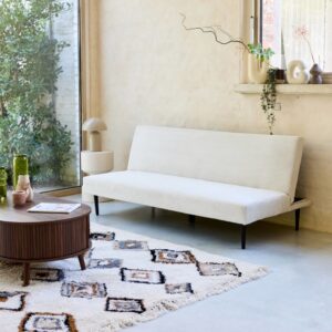 wohnli-moebel-suche-M26008091-1 3-Sitzer Schlafsofa mit cremefarbenem Cordbezug 180x74x85cm Samt Beige sweeek Sofas und Sessel Sofas Schlafsofas