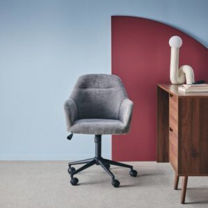 wohnli-moebel-suche-M26008123-1 Bürostuhl mit grauem Chenille-Bezug 57x94x57cm Spanplatte Grau sweeek Möbel Büromöbel Bürostühle